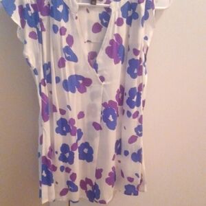 Cabi blouse, purple, blue, and cream color. Size small